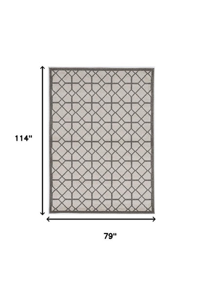 8' X 11' Gray Geometric Indoor Outdoor Area Rug