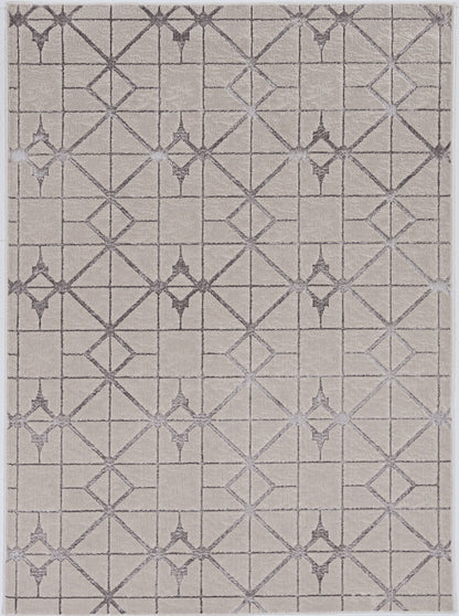 7' X 10' Ivory And Brown Geometric Area Rug