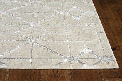 7' X 10' Ivory And Brown Geometric Area Rug