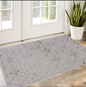 3' X 5' Gray and Ivory Geometric Area Rug