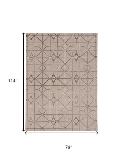 8' X 11' Ivory And Brown Geometric Area Rug