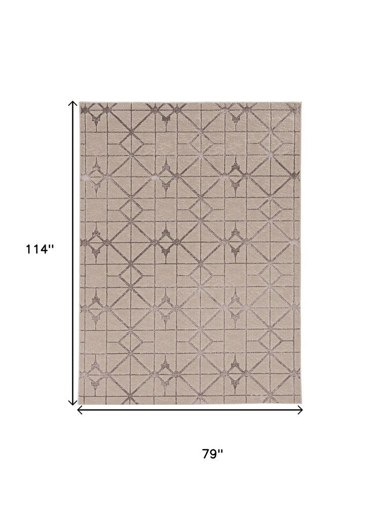 3' X 5' Ivory And Brown Geometric Area Rug