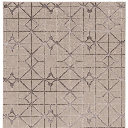 7' X 10' Ivory And Brown Geometric Area Rug