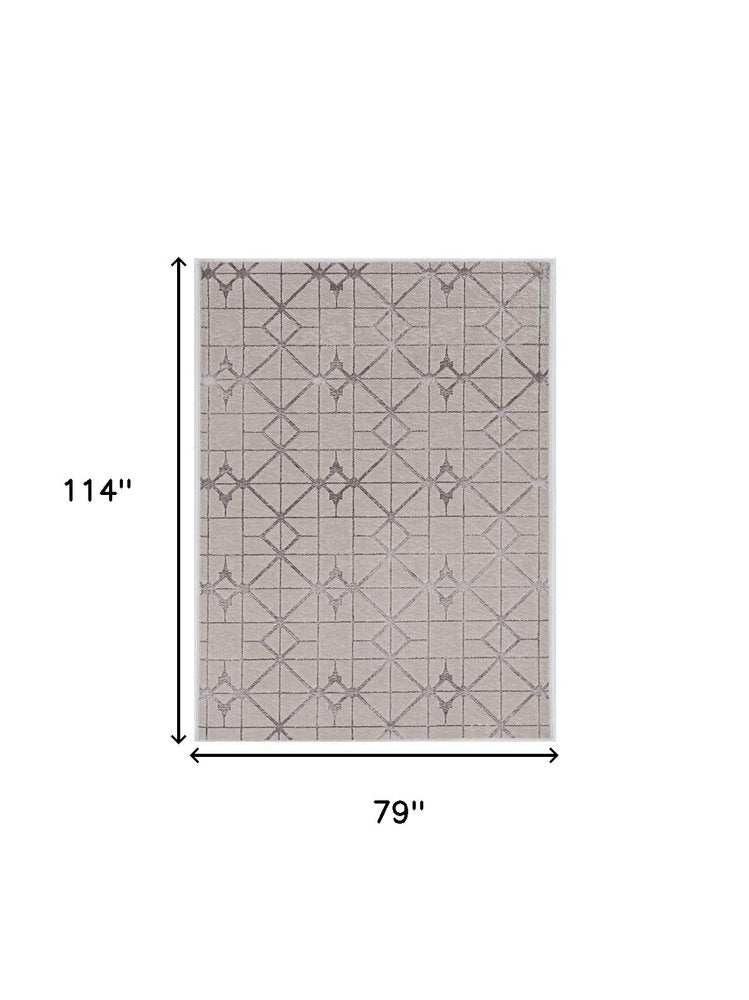 7' X 10' Ivory And Brown Geometric Area Rug