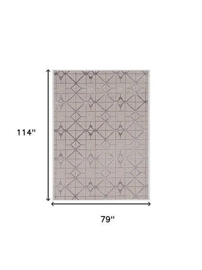 7' X 10' Ivory And Brown Geometric Area Rug