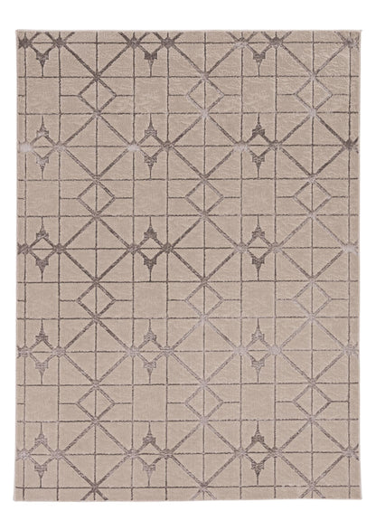 7' X 10' Ivory And Brown Geometric Area Rug