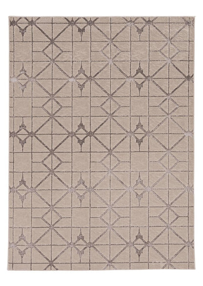 7' X 10' Ivory And Brown Geometric Area Rug