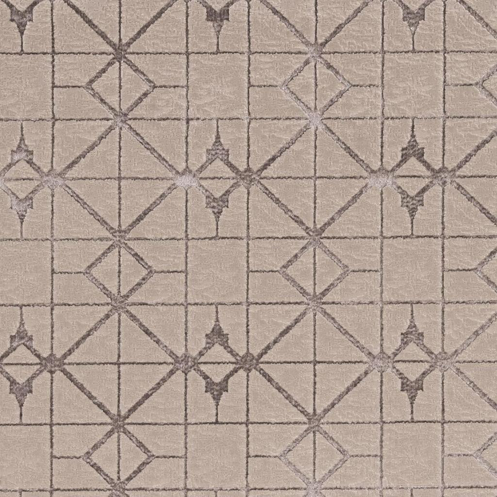 7' X 10' Ivory And Brown Geometric Area Rug