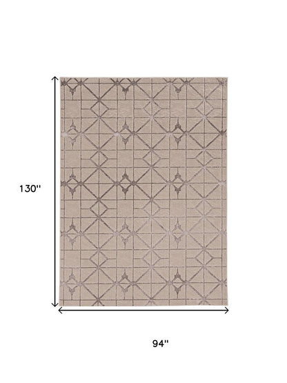 8' X 11' Ivory And Brown Geometric Area Rug