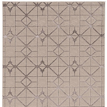 7' X 10' Ivory And Brown Geometric Area Rug