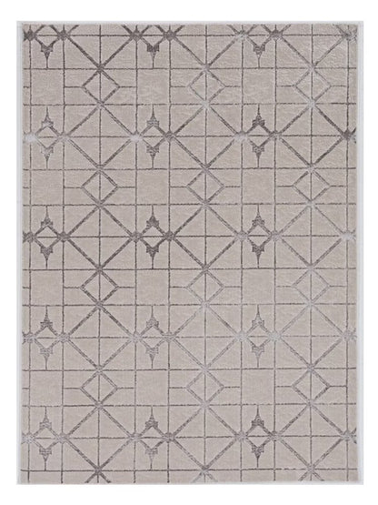 7' X 10' Ivory And Brown Geometric Area Rug