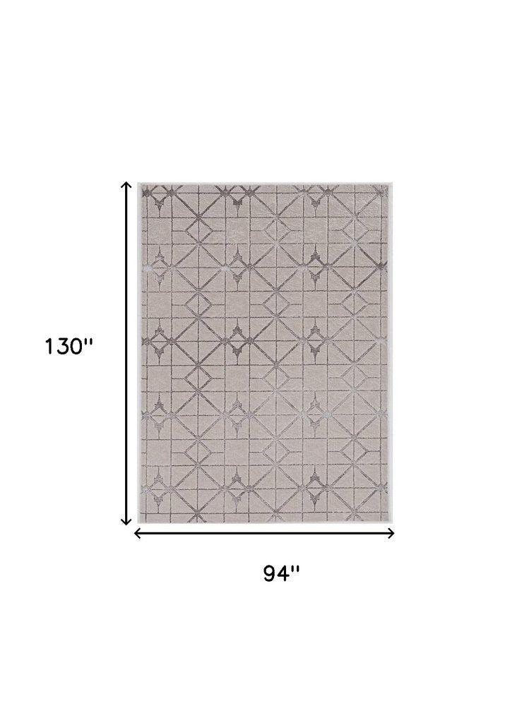 7' X 10' Ivory And Brown Geometric Area Rug