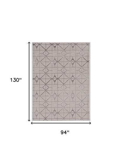 7' X 10' Ivory And Brown Geometric Area Rug