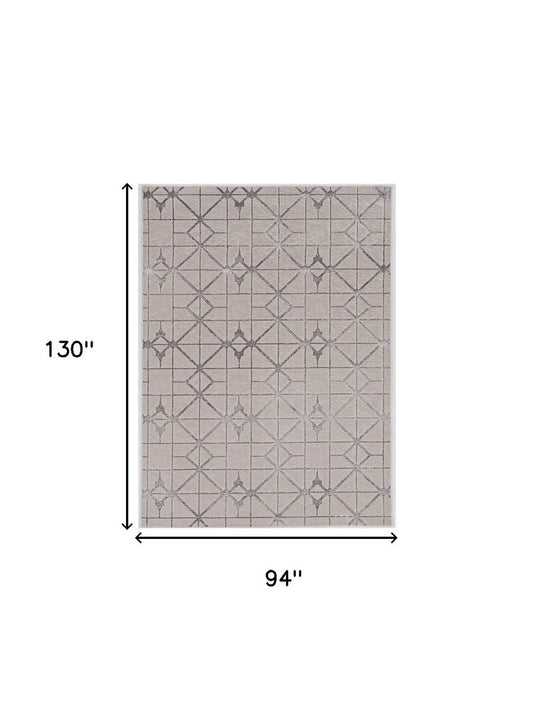 8' X 11' Ivory And Brown Geometric Area Rug