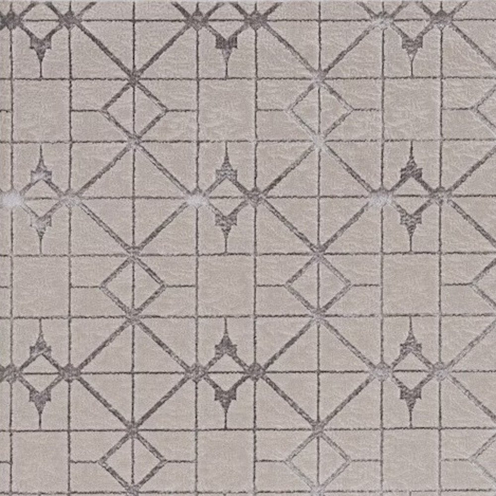 7' X 10' Ivory And Brown Geometric Area Rug