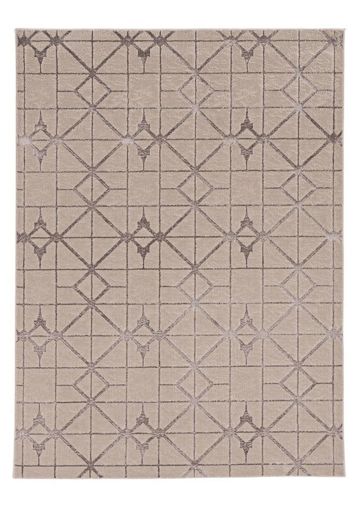 8' X 11' Ivory And Brown Geometric Area Rug