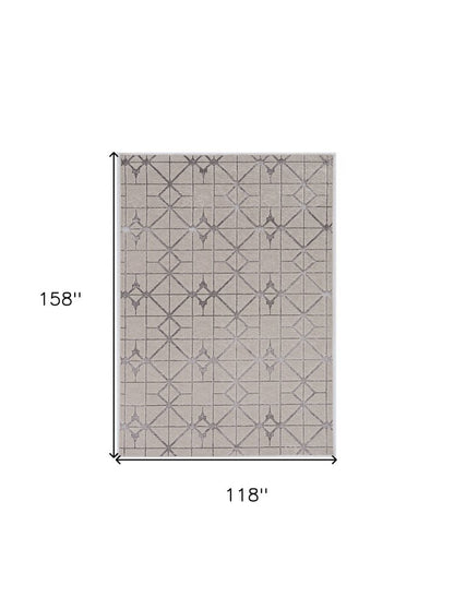 7' X 10' Ivory And Brown Geometric Area Rug