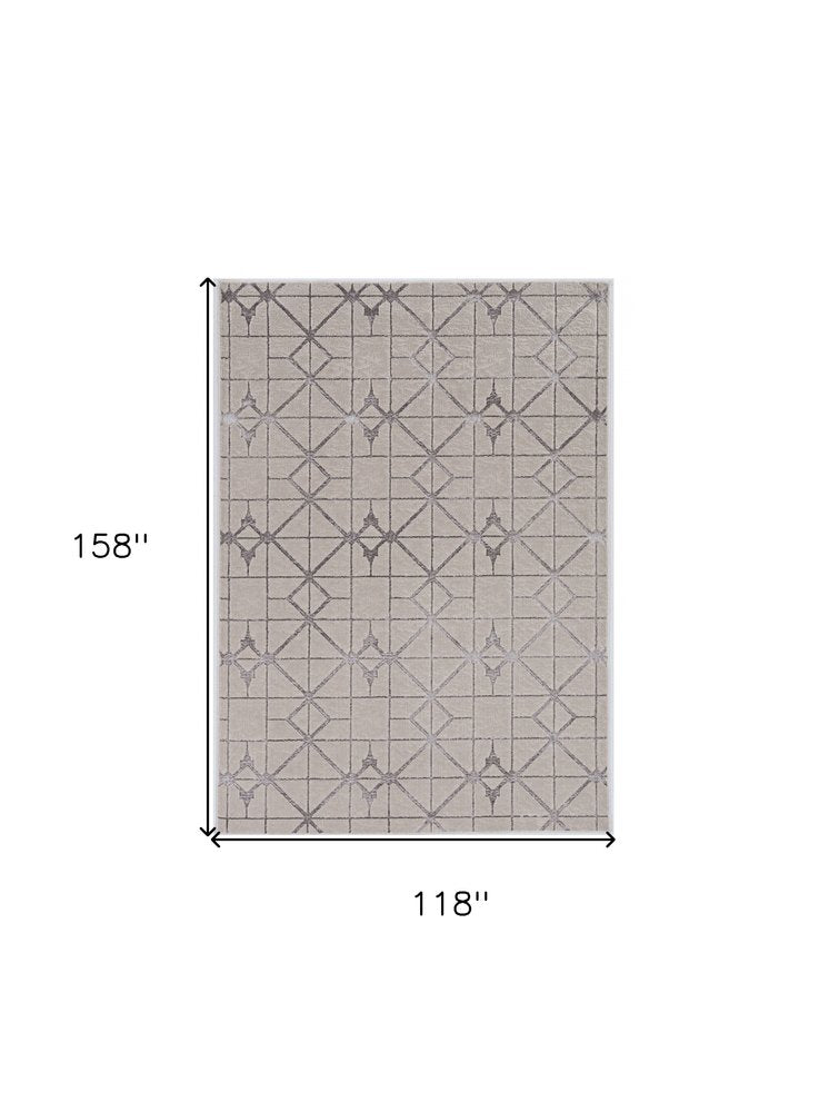 7' X 10' Ivory And Brown Geometric Area Rug