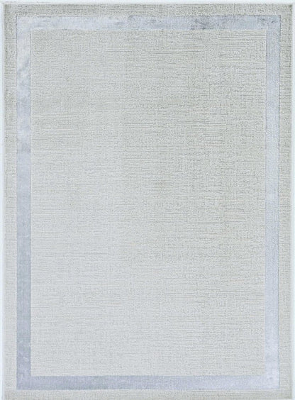 8' X 11' Ivory And Silver Abstract Area Rug