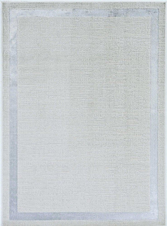 8' X 11' Ivory And Silver Abstract Area Rug
