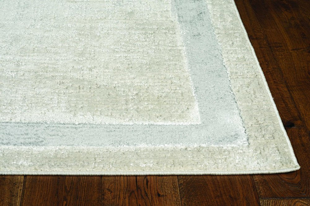 8' X 11' Ivory And Silver Abstract Area Rug