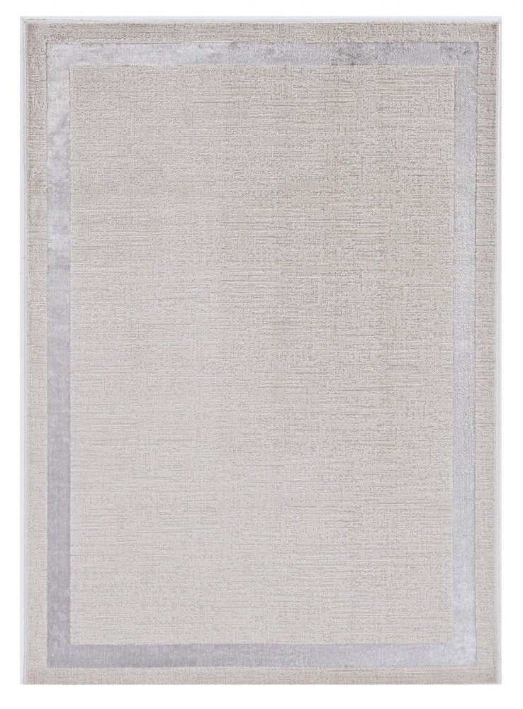8' X 11' Ivory And Silver Abstract Area Rug