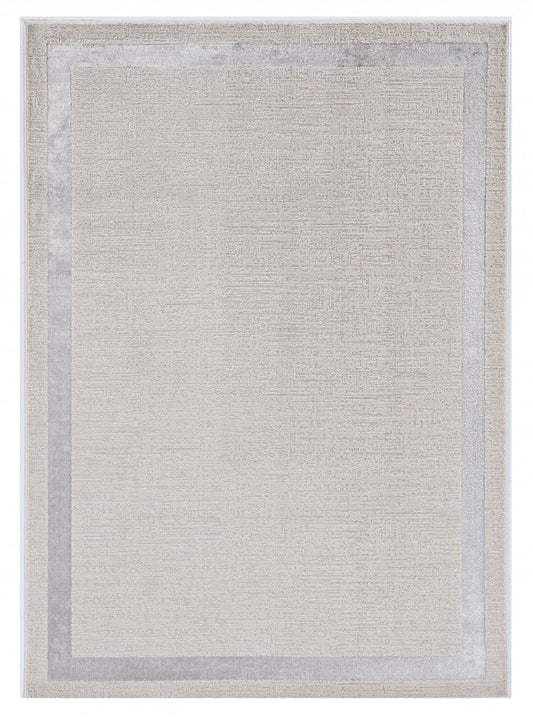 10' X 13' Ivory And Silver Abstract Area Rug
