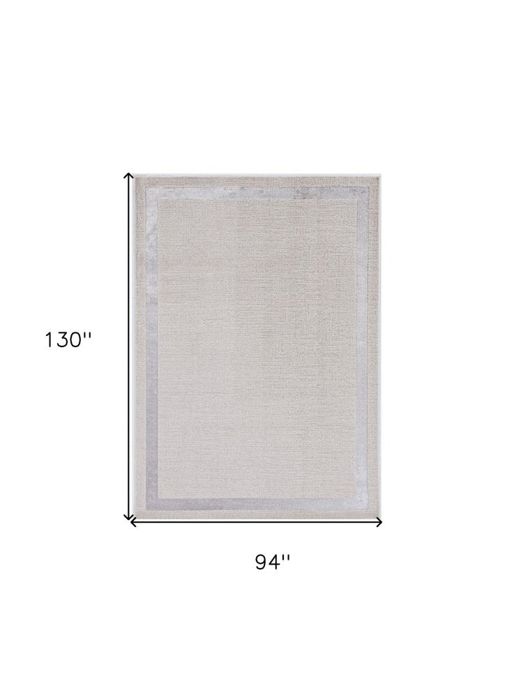8' X 11' Ivory And Silver Abstract Area Rug