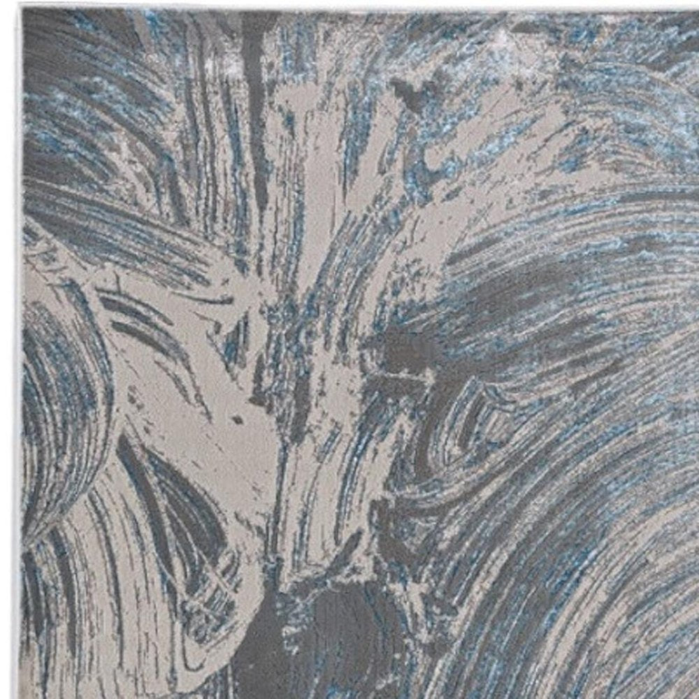 3' X 5' Blue And Silver Abstract Area Rug