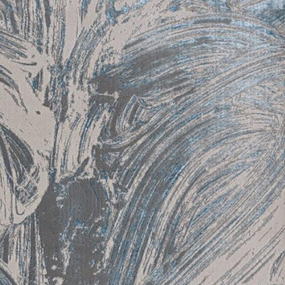 3' X 5' Blue And Silver Abstract Area Rug