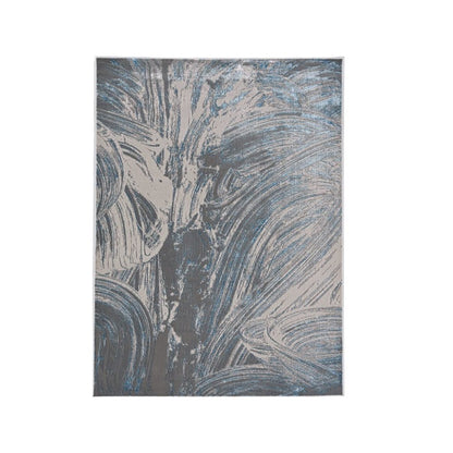 3' X 5' Blue And Silver Abstract Area Rug