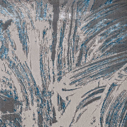 5' X 8' Silver Or Blue Abstract Brushstrokes Indoor Area Rug