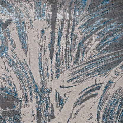 3' X 5' Blue And Silver Abstract Area Rug
