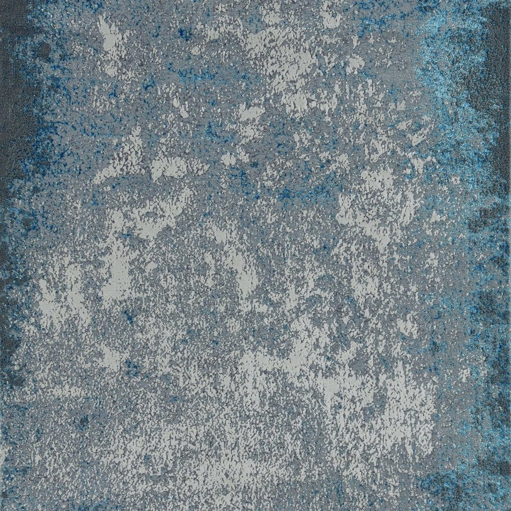 10' X 13' Silver Blue Machine Woven Abstract Smudge Indoor Area Rug