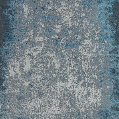 10' X 13' Silver Blue Machine Woven Abstract Smudge Indoor Area Rug