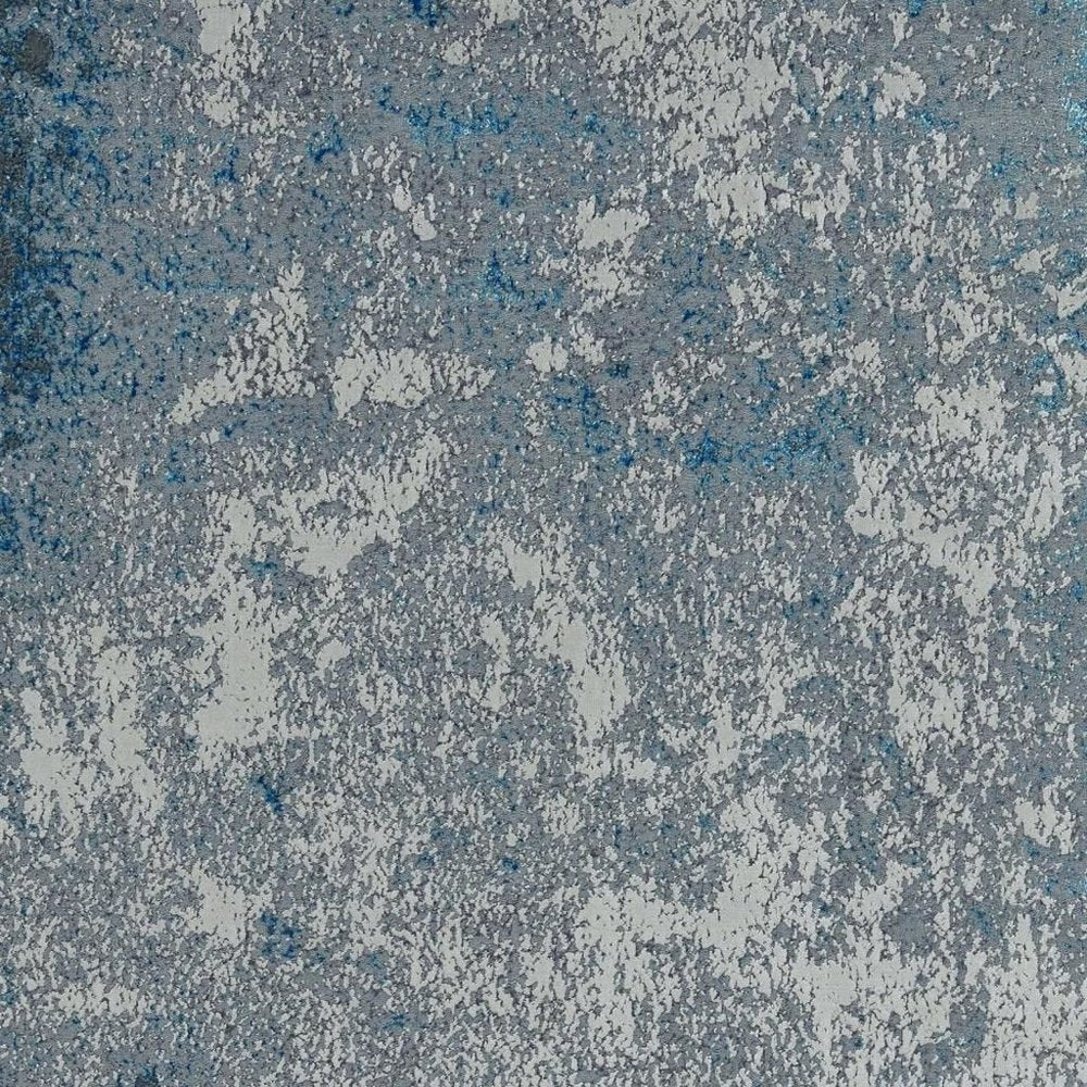 10' X 13' Silver Blue Machine Woven Abstract Smudge Indoor Area Rug
