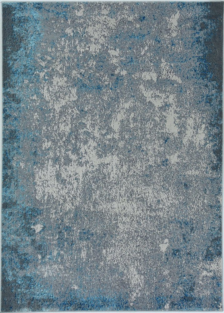 5' X 8' Silver And Blue Abstract Area Rug