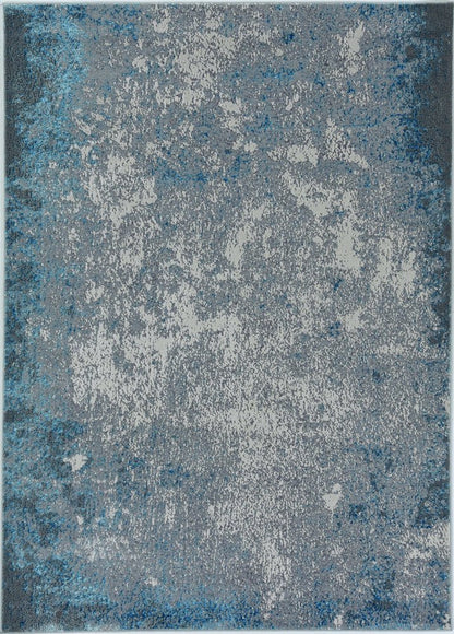 10' X 13' Silver Blue Machine Woven Abstract Smudge Indoor Area Rug
