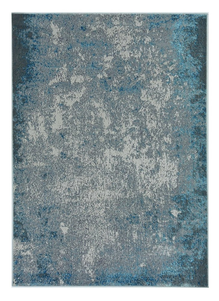 5' X 8' Silver And Blue Abstract Area Rug