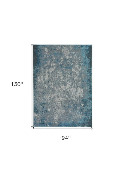 5' X 8' Silver And Blue Abstract Area Rug