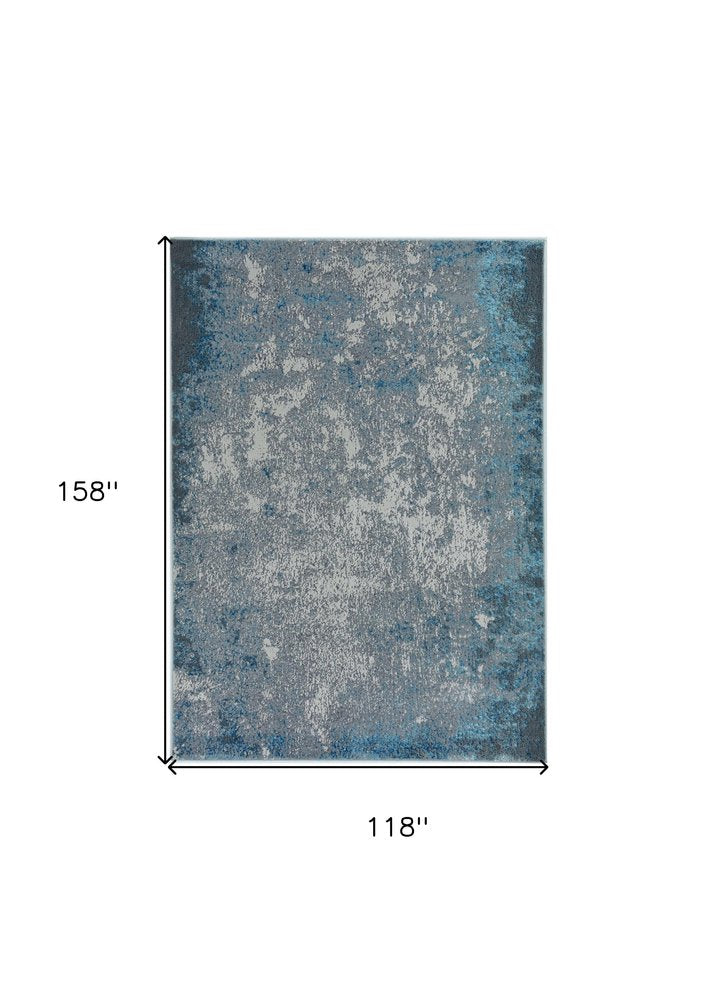 5' X 8' Silver And Blue Abstract Area Rug