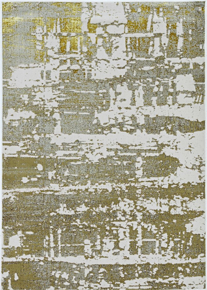 7' X 10' Ivory Taupe And Gold Abstract Area Rug