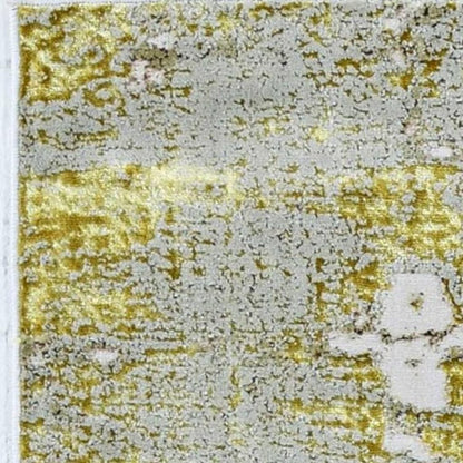 8' X 11' Ivory Taupe And Gold Abstract Area Rug