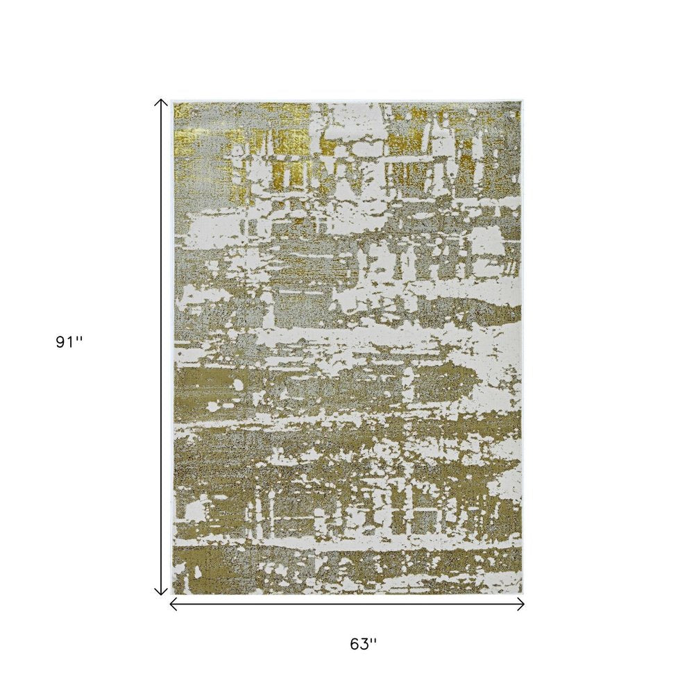 10' X 13' Ivory Taupe And Gold Abstract Area Rug