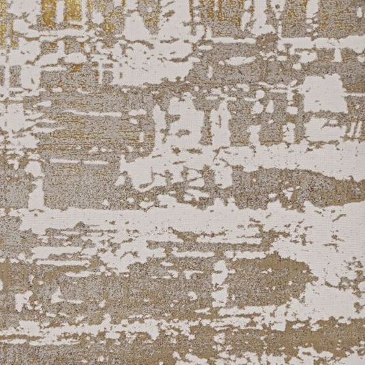 7' X 10' Ivory Taupe And Gold Abstract Area Rug