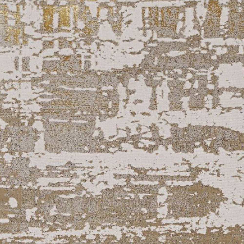 7' X 10' Ivory Taupe And Gold Abstract Area Rug