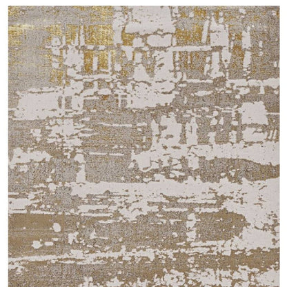 7' X 10' Ivory Taupe And Gold Abstract Area Rug