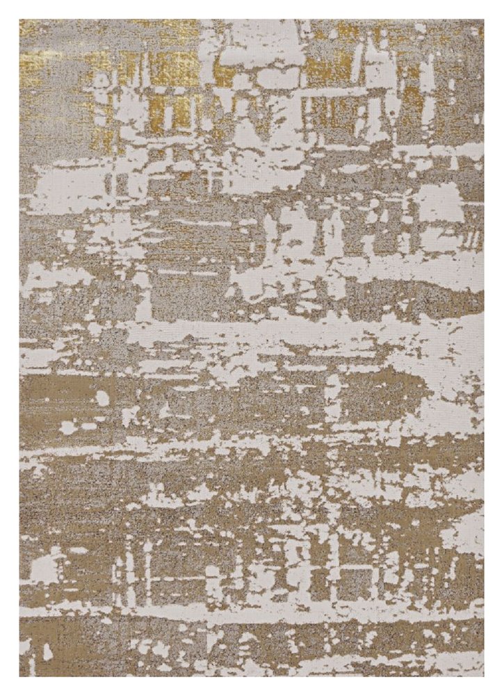 7' X 10' Ivory Taupe And Gold Abstract Area Rug