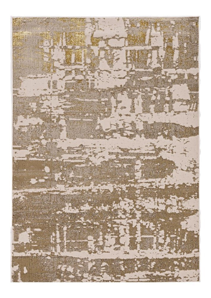 3' X 5' Ivory Taupe And Gold Abstract Area Rug