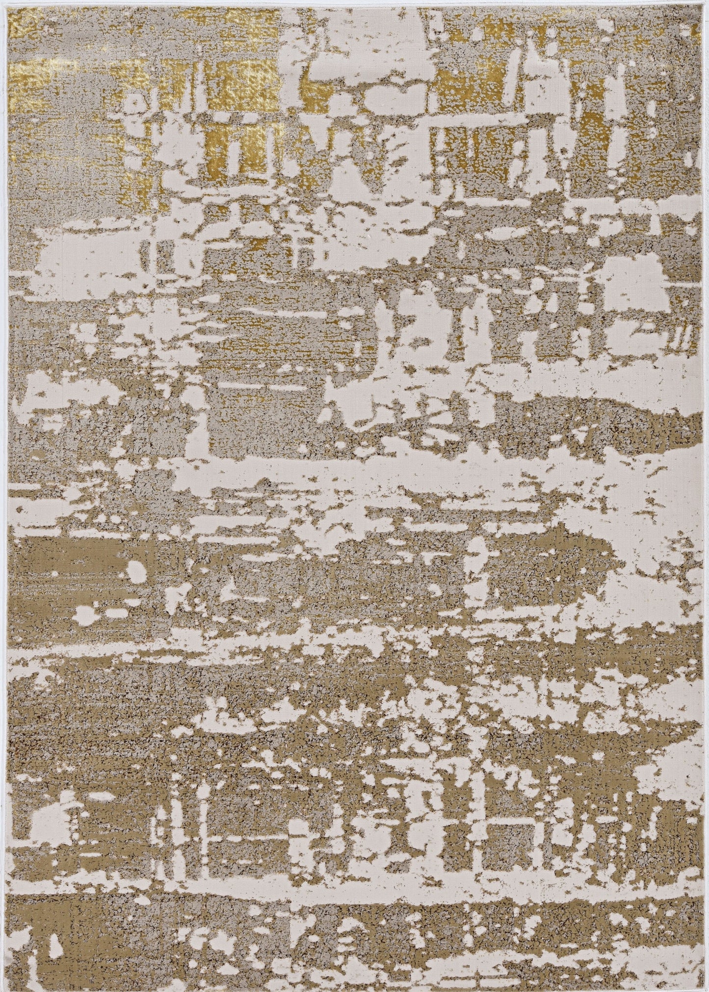 7' X 10' Ivory Taupe And Gold Abstract Area Rug